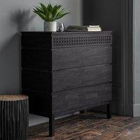 Barauni Boho Carved Wood 4 Drawer Chest