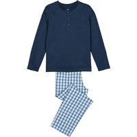 Cotton Pyjamas with Checked Bottoms