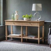 Nashik Ash Wood Parquet 2 Drawer Console Table