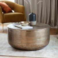 Kadapa Antique Brass Embossed Round Coffee Table