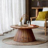 Chapra Acacia Wood Slatted Round Coffee Table