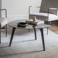 Tinsukia Black Oak and Glass Circular Coffee Table