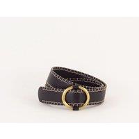 Brodity Leather Belt with a Circular Buckle