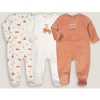 Pack of 3 Sleepsuits in Cotton Mix Velour