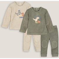 Pack of 2 Pyjamas in Cotton Mix Towelling with Dinosaur Print