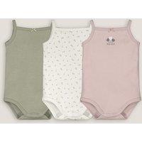 Pack of 3 Strappy Bodysuits in Cotton