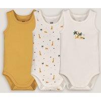 Pack of 3 Sleeveless Bodysuits in Cotton