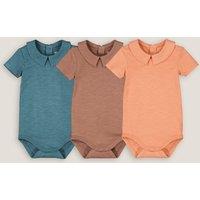 Pack of 3 Bodysuits with Peter Pan Collar and Short Sleeves in Cotton