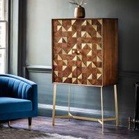 Almora Acacia Wood and Brass Drinks Cabinet
