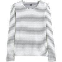 Breton Striped Cotton T-Shirt with Crew Neck and Long Sleeves