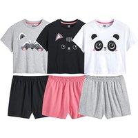 Pack of 3 Short Pyjamas with Animal Prints in Cotton
