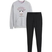 Cotton Mix Oversize Pyjamas with Cat Print