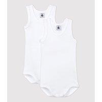 Pack of 2 Sleeveless Bodysuits in Cotton