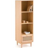 Loris Oak Veneer and Rattan Column Bookcase