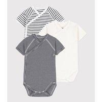 Pack of 3 Wrapover Bodysuits in Cotton with Short Sleeves