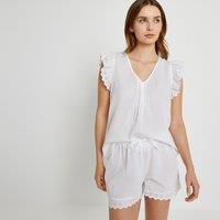 Cotton Short Pyjamas with Broderie Anglaise Ruffles