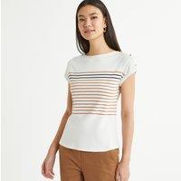 Striped Crew Neck T-Shirt with Short Sleeves