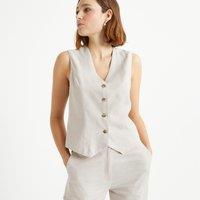 Regular Fit Waistcoat in Linen Mix