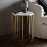 Chennai Marble Side Table with Brass Frame