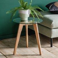 Tinsukia Oak and Glass Round Side Table