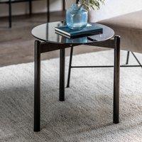 Mumbai Round Glass and Oak Side Table