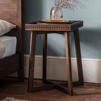 Barauni Boho Carved Wood Side Table