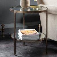 Hana Luxe Round Glass & Mirror Two Tier Side Table