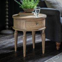 Nashik 1 Drawer Round Ash Wood Parquet Side Table