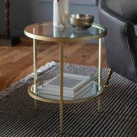 Hana Luxe Round Glass & Mirror Two Tier Side Table