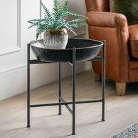 Chander Round Hammered Metal Tray Side Table