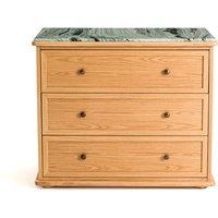 Ajulne Oak & Marble Chest of 3 Drawers