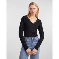 Long Sleeve T-Shirt with Lace Neckline