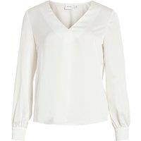 Recycled Satin V-Neck Blouse with Long Sleeves