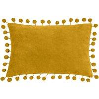 Dora Cotton Velvet Pom-Pom Rectangular Filled Cushion 30x50cm