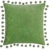 Dora Cotton Velvet Pom-Pom Square Filled Cushion 45x45cm