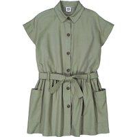 Cotton Buttoned Dress with Tie-Waist