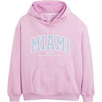 Embroidered Slogan Oversized Hoodie in Cotton Mix