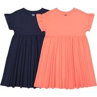 Pack of 2 Dresses with Short Ruffled Sleeves in Cotton