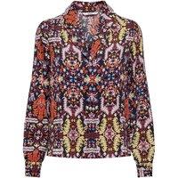 Printed Tailored Collar Blouse with Long Sleeves