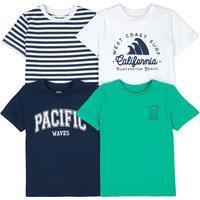 Pack of 4 T-Shirts with Crew Neck in Cotton