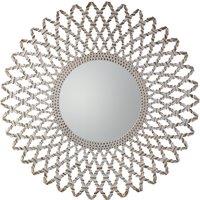 122cm Round Wood Lattice Mirror