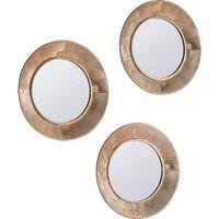 Set of 3 Gold Round Metal Mirrors