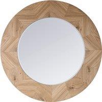 90cm Light Wood Round Mirror