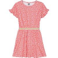 Floral Print Cotton Dress with Short Sleeves