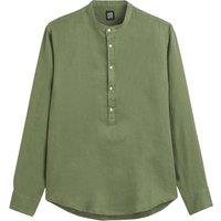 Linen Mandarin Collar Shirt in Regular Fit