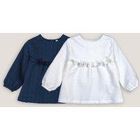 Pack of 2 T-Shirts with Ruffle and Long Sleeves