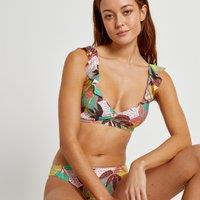 Floral Crop Bikini Top with Ruffled Straps