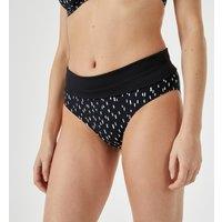 Graphic Print Bikini Bottoms with Turn-Down Waist