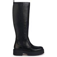 Spherica Breathable Knee-High Boots in Leather with Flat Heel