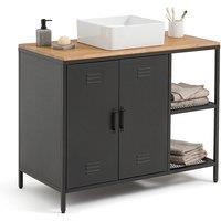 Hiba Oak & Metal Sink Vanity Unit